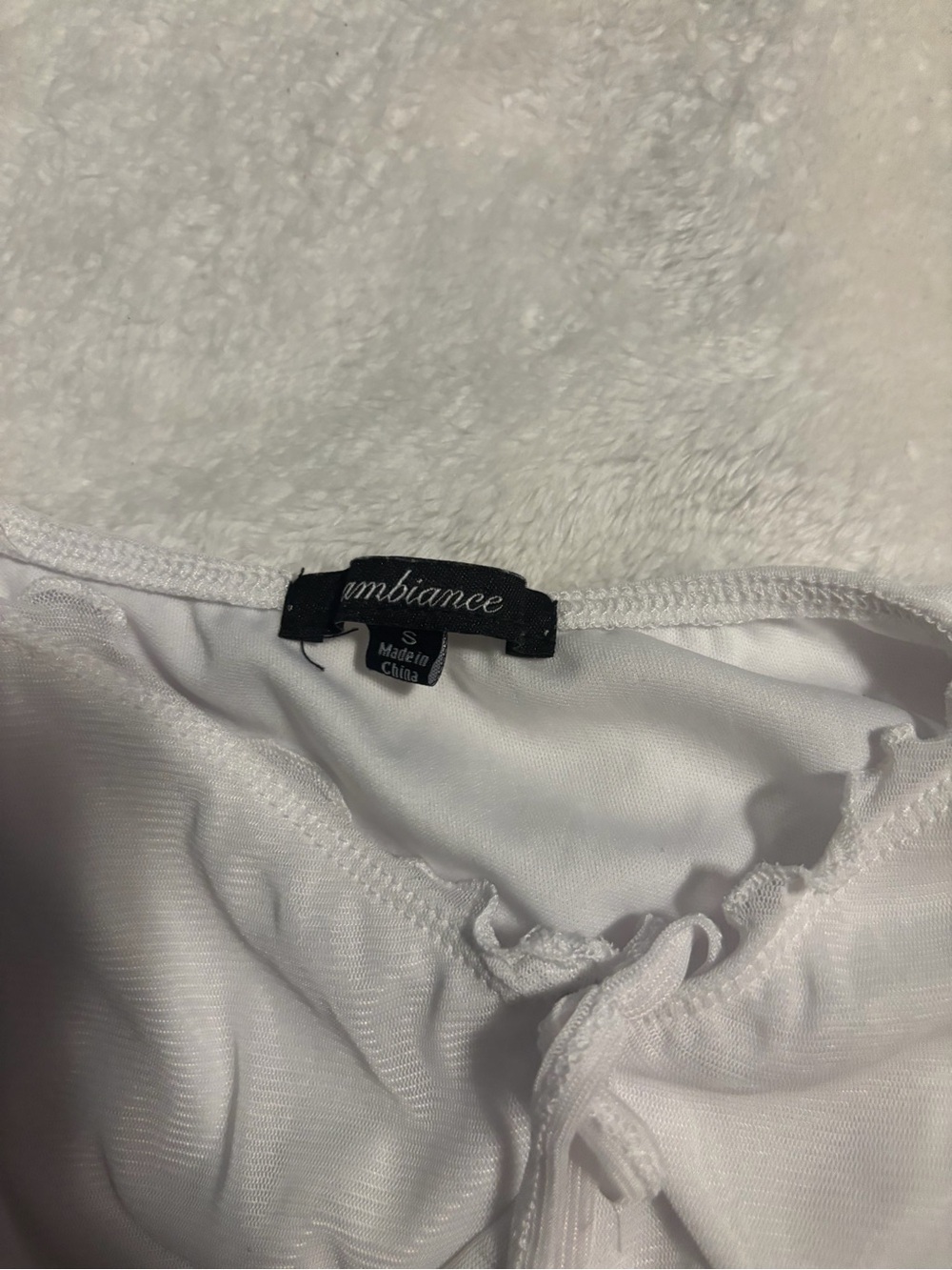 Ambiance White Ruched Off-Shoulder Crop Top - Picture 2 of 2